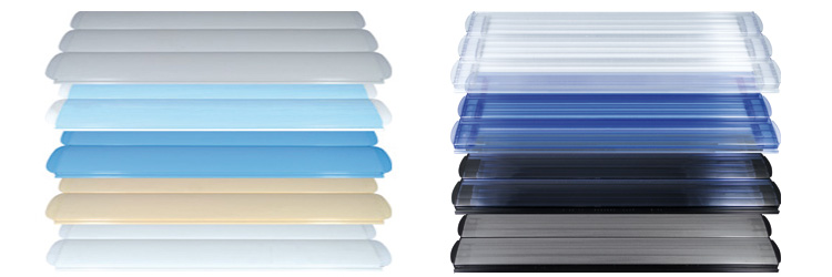 Colores disponibles para las lamas de la persiana (de PVC o de Policarbonato) Colores disponibles para las lamas de la persiana (de PVC o de Policarbonato)