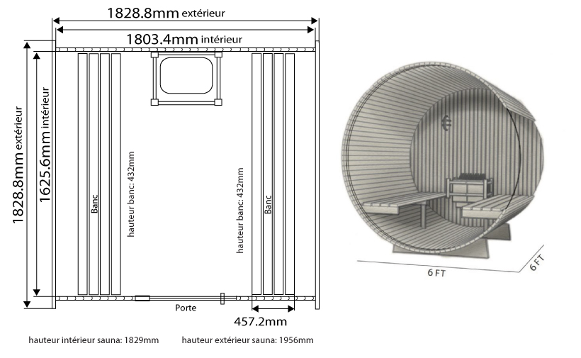 Dimensiones sauna pinnacle  Dimensiones sauna pinnacle