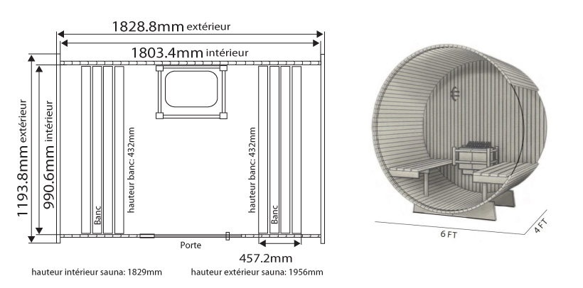 Dimensiones sauna barrel salem Dimensiones sauna barrel salem