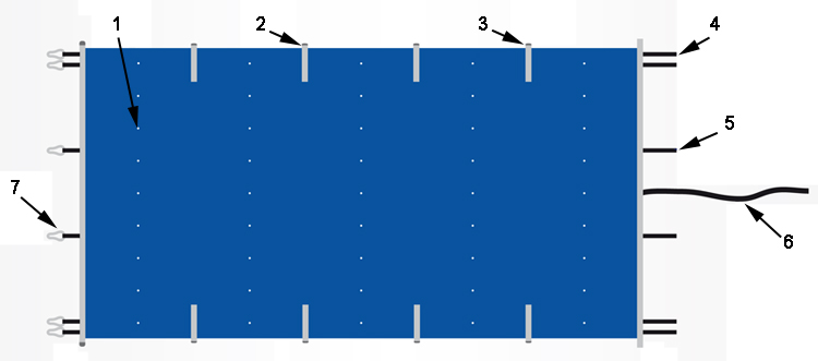 Esquema del cobertor para piscina EOS Esquema del cobertor para piscina EOS