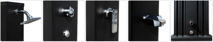Detalle ducha caliente square negra  Detalle ducha caliente square negra